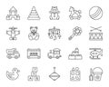 Baby Toy simple black line icons vector set