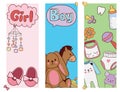 Baby toys banner cartoon family kid toyshop design cute boy and girl childhood art diaper drawing graphic love rattle Royalty Free Stock Photo