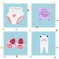 Baby toys banner cartoon family kid toyshop design cute boy and girl childhood art diaper drawing graphic love rattle Royalty Free Stock Photo