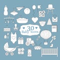 Baby, toys, feed and care. Big Web icon set. Royalty Free Stock Photo