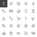 Baby toys and feeding line icons set Royalty Free Stock Photo