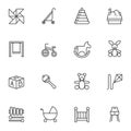 Baby toys line icons set