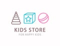 Baby Toys Shop Line Art Logo. Newborn Kids Store