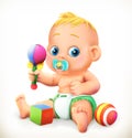 Baby and toys, vector icon