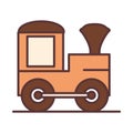 Baby train wagon toy, object newborn template line and fill design icon