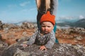 Baby traveler crawling outdoor family lifestyle vacation