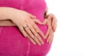 Baby tummy with parenets hands Royalty Free Stock Photo