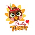 Baby turkey illustration for baby Thanksgiving Day