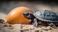 Baby Turtle Hatching from a Cracking Egg, Unveiling the Miraculous Journey from Sand to Sea, New Life Awakens Royalty Free Stock Photo