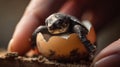 Baby Turtle Hatching from a Cracking Egg, Unveiling the Miraculous Journey from Sand to Sea, New Life Awakens Royalty Free Stock Photo