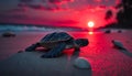 Baby turtle is laying on the beach Royalty Free Stock Photo