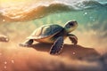 baby turtle making its way to the ocean after hatching Royalty Free Stock Photo