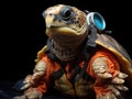 Baby turtle wearing doctors stethoscope