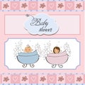 Baby twins shower card