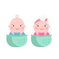 Baby twins smile face vector illustration.