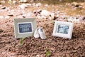 Baby Ultrasound and Coming Soon Photo Frames and Baby shoes Royalty Free Stock Photo
