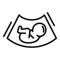 Baby and ultrasound machine icon, outline style