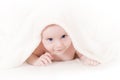 Baby under towel Royalty Free Stock Photo