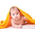 Baby under towel Royalty Free Stock Photo