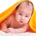 Baby under towel Royalty Free Stock Photo