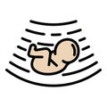 Baby under ultrasound icon color outline vector