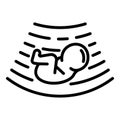 Baby under ultrasound icon, outline style