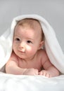 Baby under white blanket Royalty Free Stock Photo