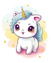 Baby unicorn illustration set design. Cute baby unicorn illustration with happy faces. Baby unicorn collection with rainbow colors