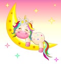 Baby unicorn on the moon Royalty Free Stock Photo