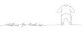 Baby warm suit one line art with an inscription. Continuous line drawing of clothes, dress, children s, wardrobe, dress