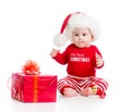 Baby weared santa clothes with gift box Royalty Free Stock Photo