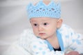 Baby Wearing Blue Knit Crown Royalty Free Stock Photo