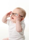 Baby wearing eyeglasses