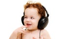 Baby wearing headphones Royalty Free Stock Photo