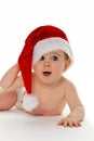 Baby wearing Santa hat