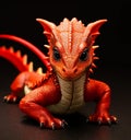 Baby Western Dragon, Red, with big black eyes