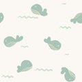 Baby whales ocean minimal seamless vector pattern