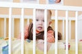 Baby in white bed Royalty Free Stock Photo