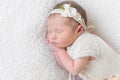 Baby with white hairband, dressed in suit Royalty Free Stock Photo