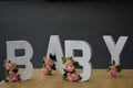 Baby White Letters with Pink Flowers