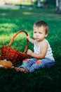 Baby wince and knit her berows Royalty Free Stock Photo