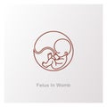 Baby in womb. Fetus symbol. Round logo.