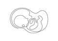 Baby in womb one single line drawing. Cute unborn fetus baby on mother womb isolated on white background. Pregnancy health care Royalty Free Stock Photo