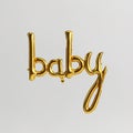 Baby word-shaped 3d illustration of type 2 gold balloons isolated on white background Royalty Free Stock Photo