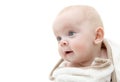 Baby wrapped in a bath towel. Royalty Free Stock Photo