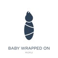 baby wrapped on swaddling clothes icon in trendy design style. baby wrapped on swaddling clothes icon isolated on white background