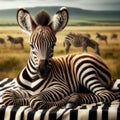 Baby Zebra Resting in Field