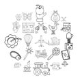 Babyhood icons set, outline style Royalty Free Stock Photo