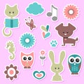 Babyish cute stickers set Royalty Free Stock Photo