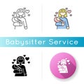 Babylover icon. Parenthood and motherhood. Woman for babysitting. Mother with son. Mom with daughter. Nurturing parent Royalty Free Stock Photo